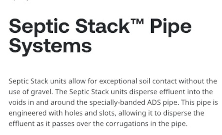 Septic Stack&trade; Pipe Systems Text